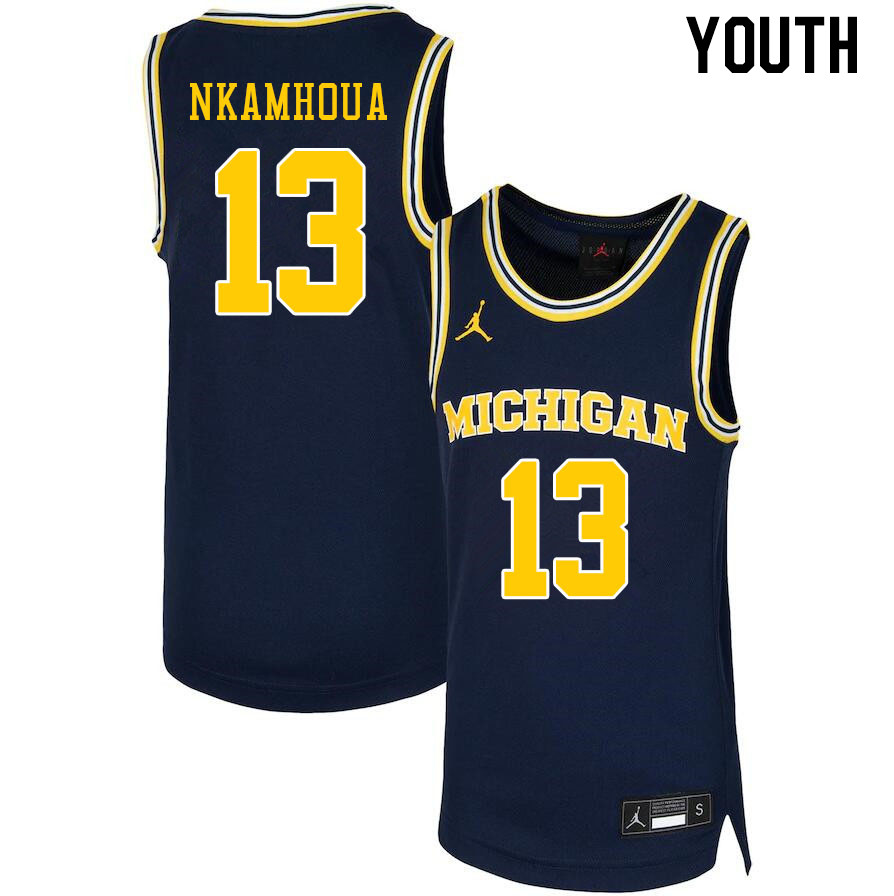 Youth #13 Olivier Nkamhoua Michigan Wolverines College Basketball Jerseys Stitched Sale-Navy